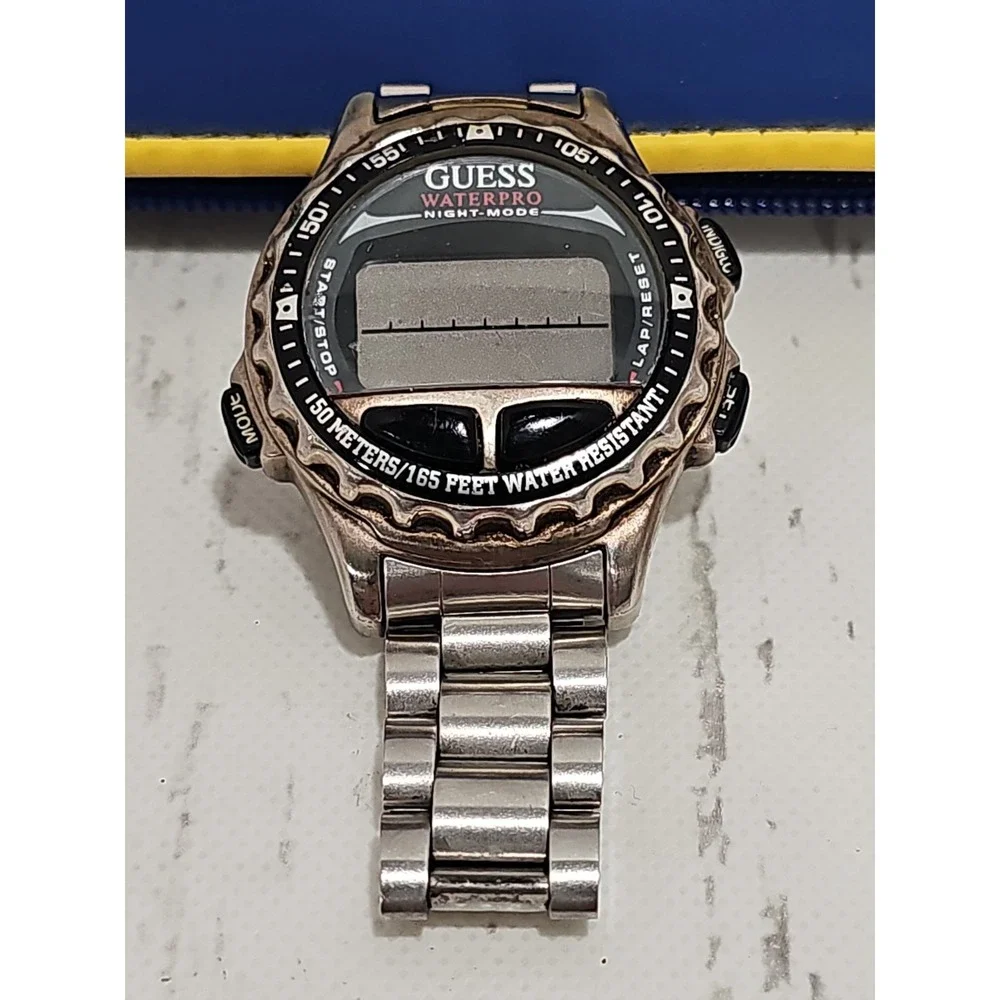 GUESS Waterpro Indiglo 8 Lap Quartz Digital Men's Watch Sz 6 1/2